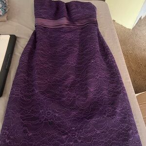 Allure Bridals Strapless Purple Lace Dress